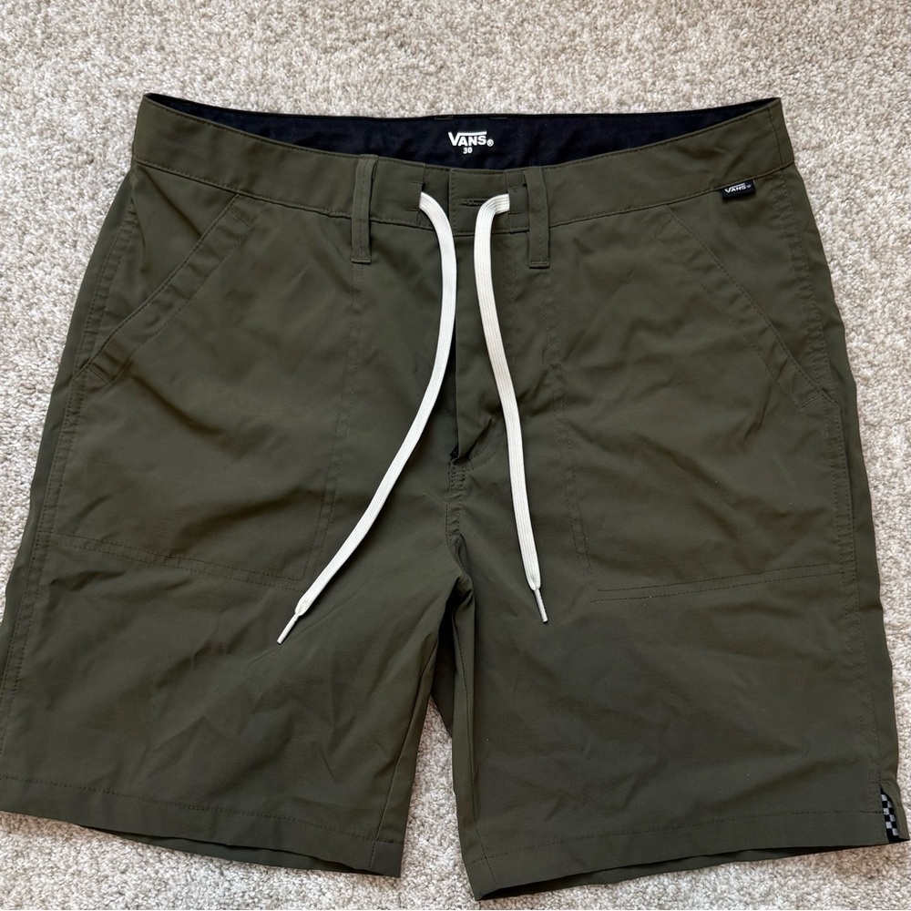 Vans Olive Drawstring Casual Shorts, 30
